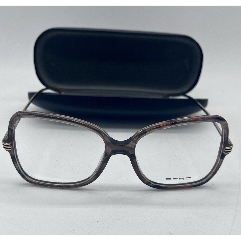 Etro Eyeglasses Frames ET2649 Grey Gold Square Oversized 55-16-140 Glasses